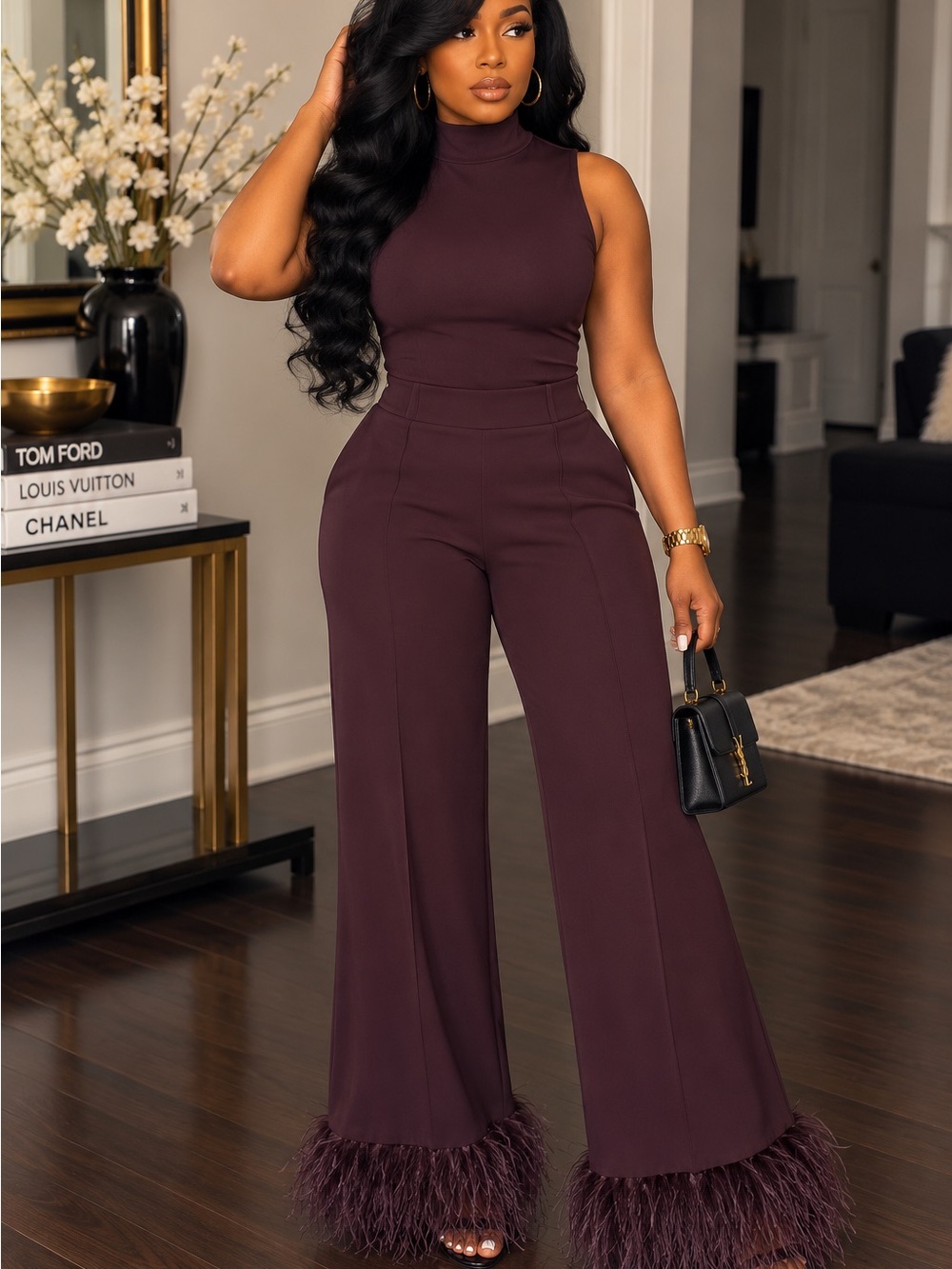 Chico's Sleeveless Wide-Leg Jumpsuit in Plum